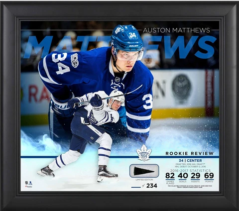 Auston Matthews Maple Leafs Framed 15x17 Rookie Collage & Piece of Puck-LE234 Cover
