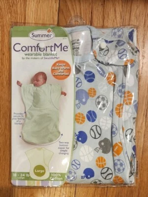 Manta portátil Summer ComfortMe de SwaddleMe - Grande 18 - 24 lb - tema deportivo Foto 1 de 2