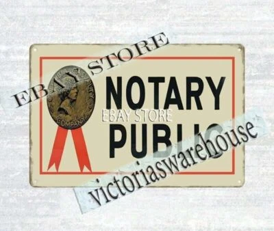 NOTARY PUBLIC COLUMBIA CASUALTY CO metal tin sign collectible kitchen plaque - Photo 1/4