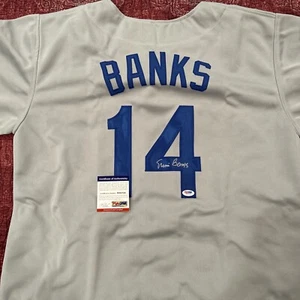 Ernie Banks Chicago Cubs Signed Grey Jersey #14 PSA/DNA COA - Picture 1 of 5