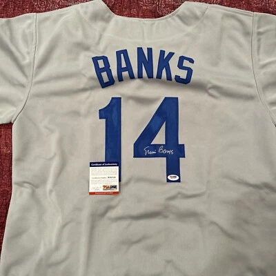 Ernie Banks Chicago Cubs Signed Grey Jersey #14 PSA/DNA COA - Image 1 of 4