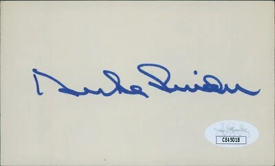 Duke Snider Brooklyn Dodgers Signed 3x5 Index Card JSA Authenticated - Image 1 of 2