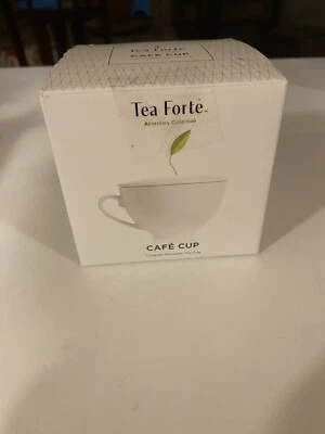 Taza Tea Forte porcelana blanca café taza de té agujero en tapa para cadena de bolsa de té nueva en caja Foto 1 de 4