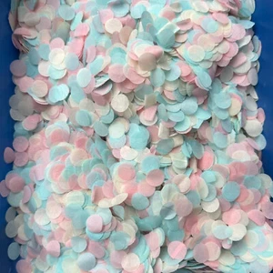 Blue Pink Paper Confetti White Biodegradable Tissue Round Wedding Table Decor - Picture 1 of 4