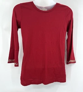 Michael Kors Fashion Basics Womens Red Current Long Sleeve Blouse Size Medium - Picture 1 of 5