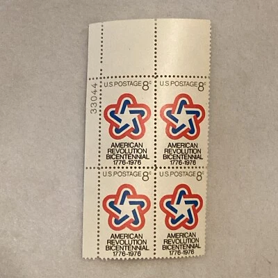 1971 American Revolution Bicentennial Plate Block of 4 8c Stamps-Sc# 1432-MNH - Image 1 of 4