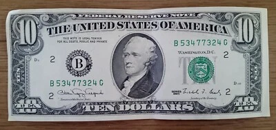US Banknote Ten Dollars 1990 - Image 1 of 2