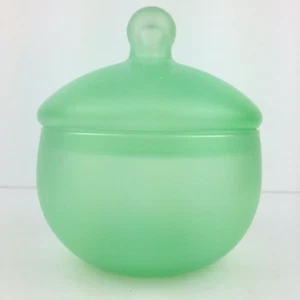 Pale Green Frosted Decanter for Cotton Balls Apothacary Jar w Lid Vintage - Picture 1 of 15