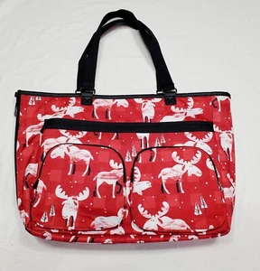 NWOT Thirty One Double Take Tote Black Quilted Diamond Reversible Moosin Around - Picture 1 of 14