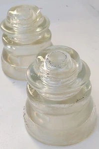 Pair of Vintage Hemingray-45 Clear Glass Insulators Made in USA - Picture 1 of 3