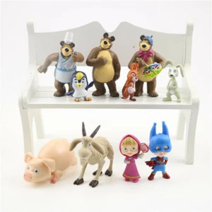 Masha And The Bear Masha Bear 10 PCS Action Figures Toy Dolls Gift Cake Topper - Picture 1 of 6