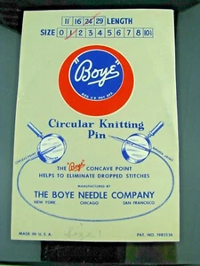 Prendedor de tejer circular vintage Boye agujas 24" talla 1 sobre EE. UU. nunca abierto - Imagen 1 de 2