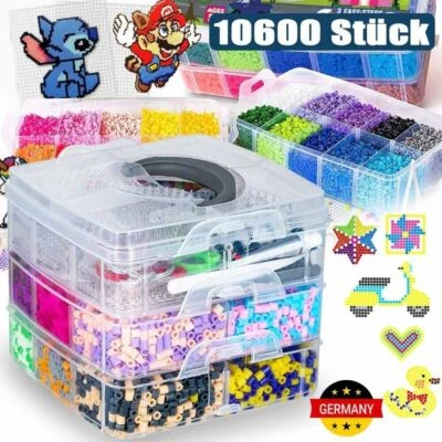 Bügelperlen Set, 10600 Stück Steckperlen mit Aufbewahrungsbox, Platten DIY - Bild 1 von 4