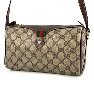 Bolsa de ombro vintage GUCCI linha xerez GG PVC bege feita na Itália autêntica - Imagem 1 de 4