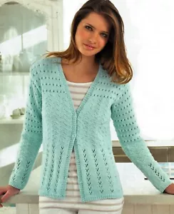 1002 Lady's Cardigan 32-54" DK Vintage Knitting Pattern Reprint - Picture 1 of 2