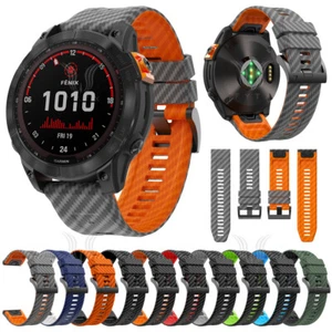For Garmin Fenix 7X 7 6X 6 5X 5 MARQ Carbon fibre patterned Quick fit Band Strap - Picture 1 of 65