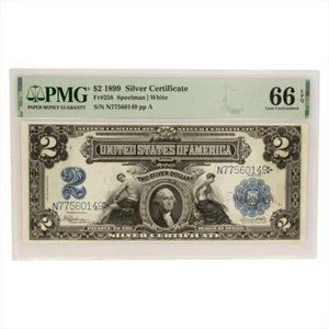 1899 $2 SILVER CERTIFICATE FR#258 PMG Gem Uncirculated 66 S/N N77560149 - Picture 1 of 2