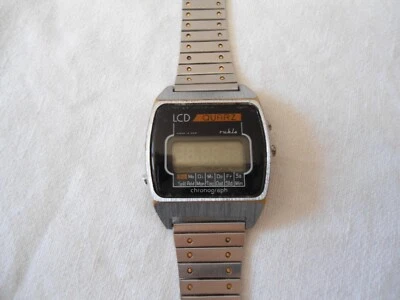 Ruhla  Quarz  LCD  Kal. 22-01  Chronograph von ca.1979  , Defekt !! - Bild 1 von 4