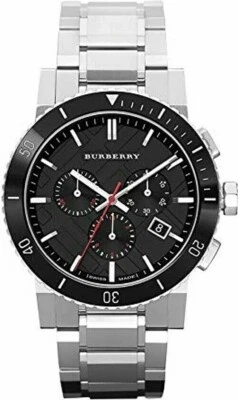 Совершенно новый Burberry BU9380 из нержавеющей стали черный циферблат хронограф мужские часы - Изображение 1 из 3