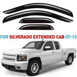 Rain Guards Vent Visors Shade for 2007-2013 Chevy Silverado Extended Cab - Picture 1 of 8