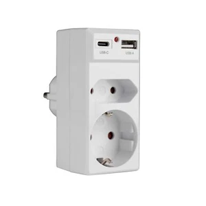 Conector adaptador multiconector contacto de protección con distribuidor USB A + C conector múltiple - Imagen 1 de 8