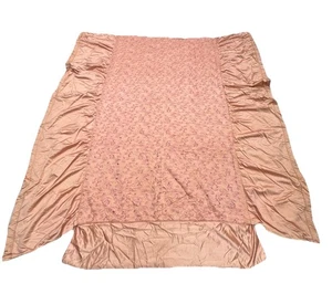 Vtg 1940s Silk Embroidered TWIN Rose Gold Pink Peach Bedspread Hollywood Glam - Picture 1 of 18
