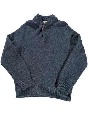 L.L.Bean свитер мужской средний синий ягненка шерсти кнопка насмешливый шеи вязаный пуловер - Изображение 1 из 4