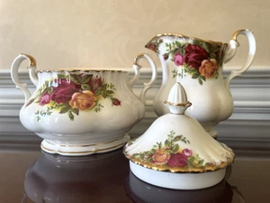 NOS - Royal Albert Old Country Roses - Juego de crema y azucarero con tapa - Imagen 1 de 8