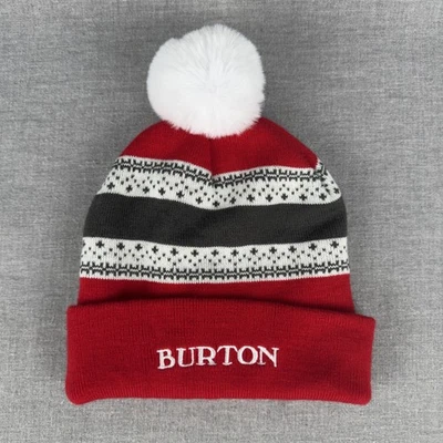 Burton Stoli Sombrero Gorro Tejido Pom Rojo Gris Blanco Fair Isle Esquí Para Hombres Talla Única Foto 1 de 4