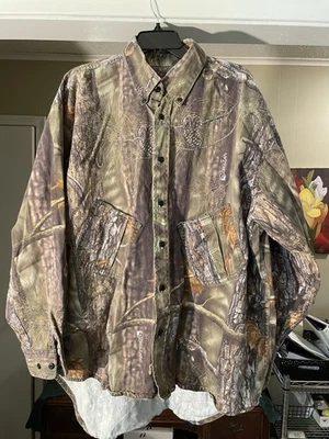 Men’s 2XL Long Sleeve Longleaf Camouflage Hunting Shirt Thick Denim Like Cloth - Image 1 of 4