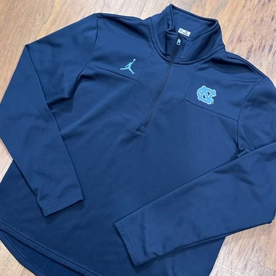 North Carolina Tar Heels Sweater Mens L Blue Jordan Nike Half Zip Pullover NCAA - Image 1 of 4