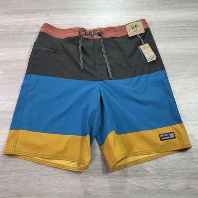 Patagonia Board Shorts Para Hombres 36 Azul Amarillo Color Bloque 21 in Seaport 86543 Surf Foto 1 de 4