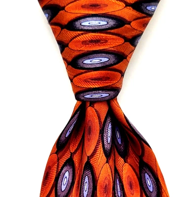 JZ RICHARDS Men's 100% Silk Necktie Geometric Copper/Multicolor EUC 61" - Image 1 of 4