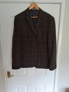 Racing Green Blazer Jacket Mens 44R olive green karkie Check Wool Blend - Picture 1 of 10