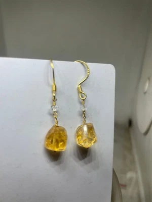 Orecchini in argento sterling 925 pietre preziose quarzo citrino ed... - Immagine 1 di 4