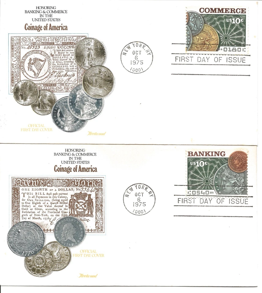 US Scott #1577-78, First Day Covers 10/6/75 New York Single Banking & Commerce - Image 1 of 1