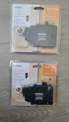 NEW 2x Siemens 15Amp 120V 1-Pole Tandem CAFCI Type QTA Circuit Breaker Q1515AFCP - Image 1 of 4