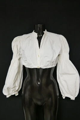 Gr.44 Dirndlbluse weiß Bluse für Dirndl Baumwolle mit Spitze B10896 - Bild 1 von 4