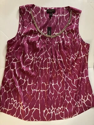 Camiseta sin mangas Dana Buchman para mujer nueva con etiquetas talla 1X impresionante rosa blanca elegante peso ligero Foto 1 de 4