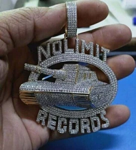 4Ct Round Cut Simulated Diamond Mens Stylish Pendant 2.5' 14K Yellow Gold Plated - Picture 1 of 5