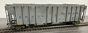 HO Scale Brass 3-Bay Covered Hopper - D&RGW #15123 Painted & Weathered No Box - Picture 1 of 10