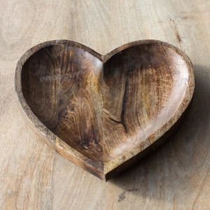 Mango Wooden Heart Fruit Bowl Plate Bread Basket Storage Dish Home Decoration - Picture 1 of 7