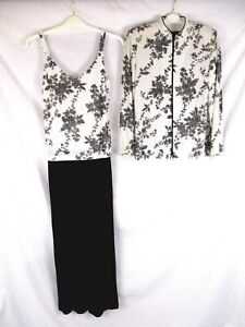 Alex Evenings Shimmer Maxi Dress Jacket Set Sz 8 Black White 2 Piece Women BB207