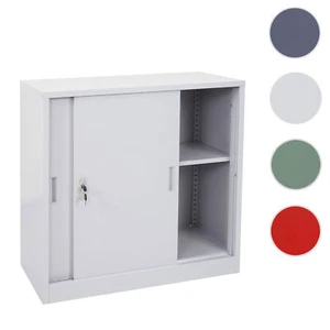Aktenschrank Boston HWC-F41, Stahlschrank, mit Schiebetüren 90x90x45cm - Bild 1 von 16