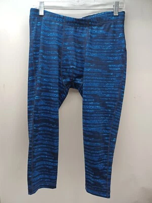MPG Mujer Azul Negro Rayas Atlético Yoga Capri Leggings Cremallera Talla L  Foto 1 de 4