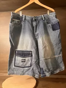 Vintage y2K Enyce Baggie Jean Shorts Mens 38 Skater Hip Hop - Picture 1 of 7