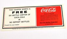 Vintage Coca-Cola Coke USA Cedola - 1980'Er Gratuito Six Bottiglia Cartone