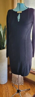 Vestido Laundry by Shelli Segal Negro Ajustado Recto Manga Larga Tejido Talla S Foto 1 de 4