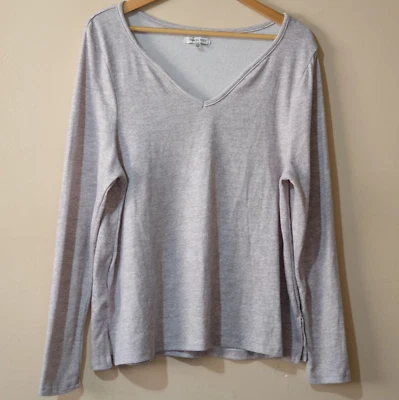 ¡NUEVO SIN ETIQUETAS! Suéter Pullover Thalia Sodi Cuello en V Gris Súper Suave Para Mujer XL #p95-86 Foto 1 de 4