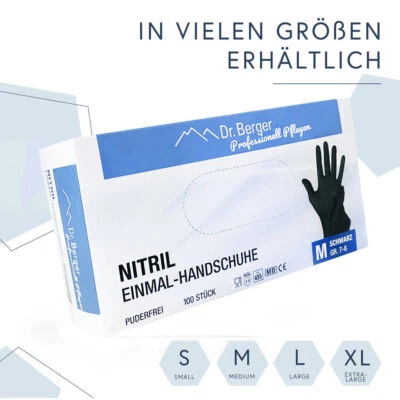 Original Dr. Berger Nitril Einweghandschuhe Schwarz latex- und puderfrei 100 St.